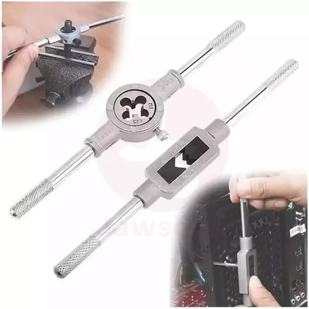 Jawsons Tap & Die Set Durable Tungsten Alloy Steel for Cutting M6-M12 Internal & External Threads (Set of 12 Pcs)