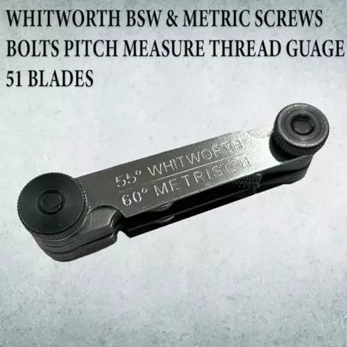 Assorts BSW & Metric Thread Guage Stainless Steel Flat Head 55� & 60� Angle 51 Blades
