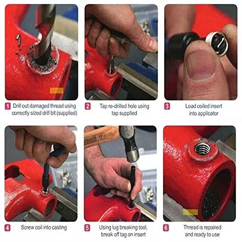 Highking Tool Metric Thread Repair Kit M12 x 1.75 mm Size for Daily And Auto Repair Use, R4-YRC1-SVKR