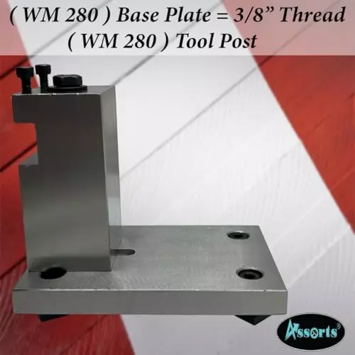 Assorts WM 280 Tool Post Base Plate Cast Iron 9.5 mm (3/8 Inch) Thread for Durable and Precise Machining