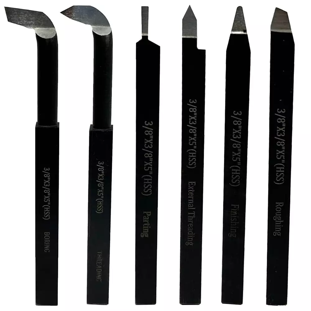 Assorts Lathe Tool Set High Speed Steel 9.5x9.5x125 mm Size Straight Flute (Pack of 6)
