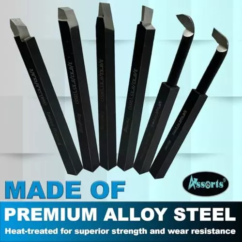Assorts Lathe Tool Set High Speed Steel 9.5x9.5x125 mm Size Straight Flute (Pack of 6)