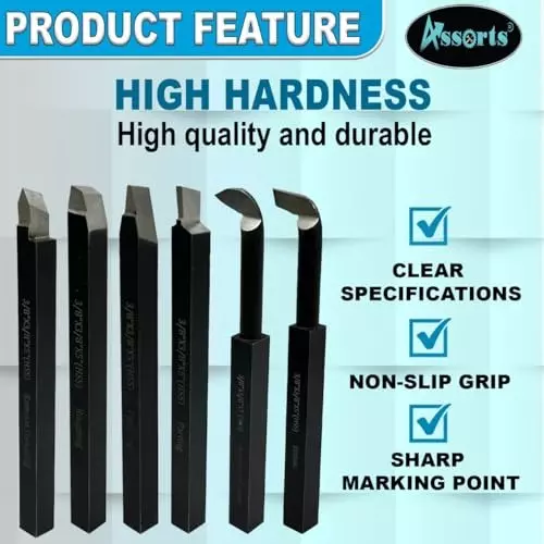 Assorts Lathe Tool Set High Speed Steel 9.5x9.5x125 mm Size Straight Flute (Pack of 6)