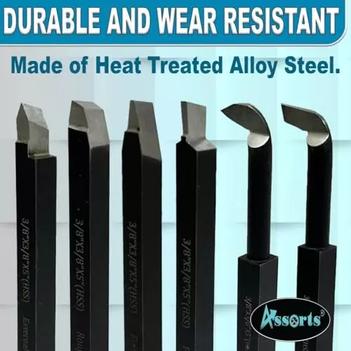 Assorts Lathe Tool Set High Speed Steel 9.5x9.5x125 mm Size Straight Flute (Pack of 6)