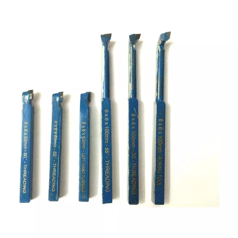 Assorts Carbide Brazed Tool Set 6x6 mm Square Shank for Metal Turning, Threading & Boring (Pack of 6)