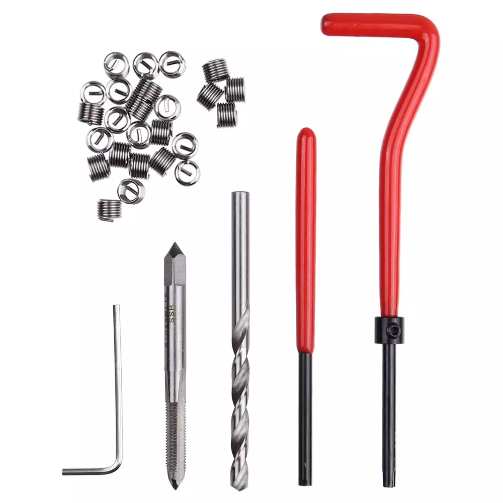 Wolfride Thread Repair Kit M5x0.8 mm Helicoil Insertion Tool for Restoring Damaged Threads, W1-0UAR-EHMY (Set of 30)