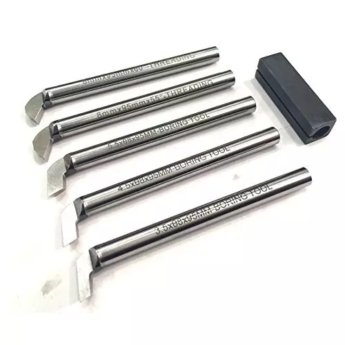 Assorts Threading & Boring Tool Set High Speed Steel 8 mm Shank Size for Lathe Machine (Pack of 5)