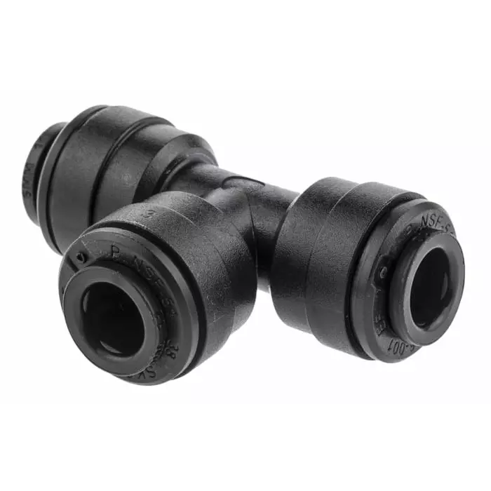 John Guest PM Series Tee Tube-to-Tube Adaptor Push In 6 mm Push In 6 mm to Push In 6 mm Tube-to-Tube Connection Style, PM0206E (Pack of 5)
