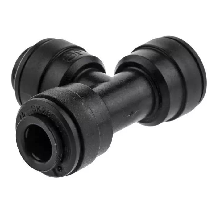 John Guest PM Series Tee Tube-to-Tube Adaptor Push In 6 mm Push In 6 mm to Push In 6 mm Tube-to-Tube Connection Style, PM0206E (Pack of 5)