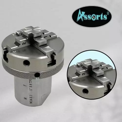 Assorts Lathe Spindle Adapter Alloy Steel M14x1 Thread 65 mm 4 Jaws 25 mm 8 TPI Self Centering Chuck