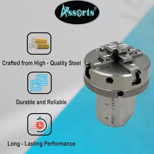 Assorts Lathe Spindle Adapter Alloy Steel M14x1 Thread 65 mm 4 Jaws 25 mm 8 TPI Self Centering Chuck
