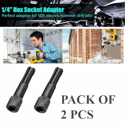 generic-2pcs-sds-screwdriver-bit-holder-socket-adaptor-14-magnetic-hex-shank-socket-nut-driver-drill-bit-screwdriver-holder-portable