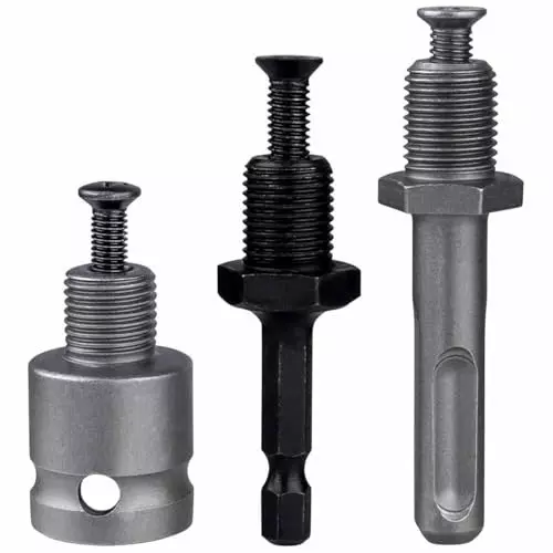 GENERIC Drill Chuck Shank Adapter Set 6.35 mm (1/4 inch) Hex Shank Alloy Steel 1/2-20 UNF Thread (3 Pcs Set)