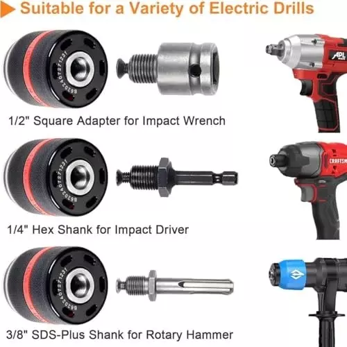 generic-4-pcs-chuck-adapter-connector-38-sds-plus-shank14-hex-handle-12-socket-square-wrench-adapter12-inch-thread-squre-shank-for-impact-driver-electric-drill-hammer-drill