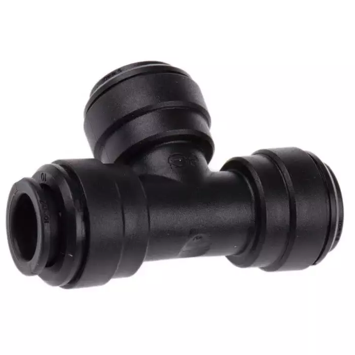 John Guest PM Series Tee Tube-to-Tube Adaptor Push In 10 mm Push In 10 mm to Push In 10 mm Tube-to-Tube Connection, PM0210E (Pack of 5)
