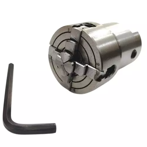 MachEl Lathe Spindle Adapter with 50 mm 4-Jaw Chuck