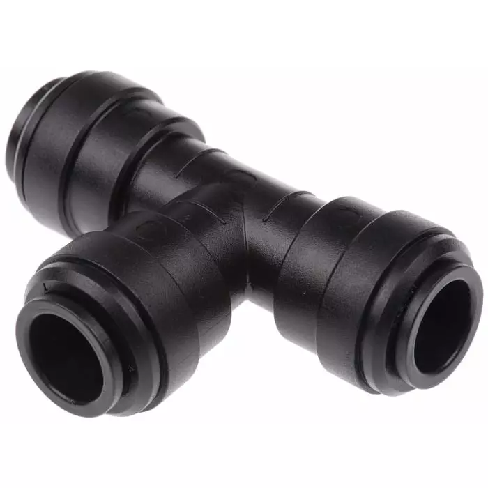 John Guest PM Series Tee Tube-to-Tube Adaptor Push In 12 mm Push In 12 mm to Push In 12 mm Tube-to-Tube Connection, PM0212E (Pack of 5)