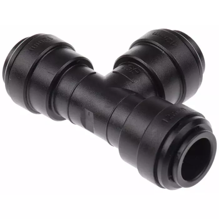 John Guest PM Series Tee Tube-to-Tube Adaptor Push In 12 mm Push In 12 mm to Push In 12 mm Tube-to-Tube Connection, PM0212E (Pack of 5)