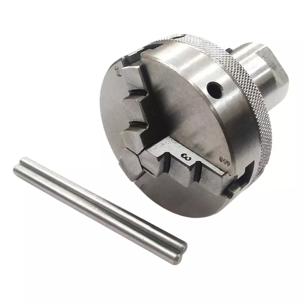 MachEl Lathe Spindle Adapter 3/4 inch (19.05 mm) x 16 TPI to M14 x 1 with 65 mm 3-Jaw Self-Centering Chuck