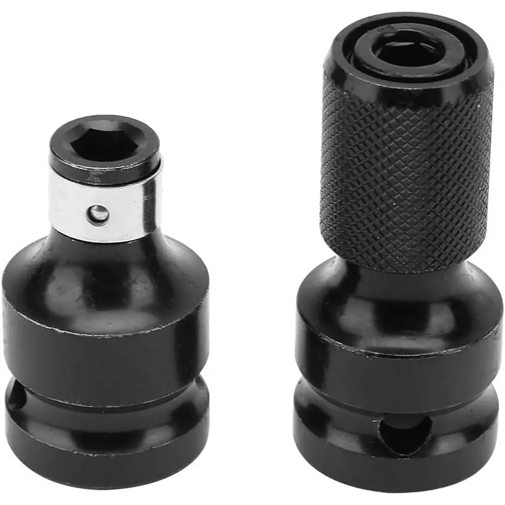DY TOOLS High Carbon Steel Socket Adapter Hex Female Shank 12.7 & 6.35 mm (1/2 & 1/4 Inch) Thread (Pack of 2)