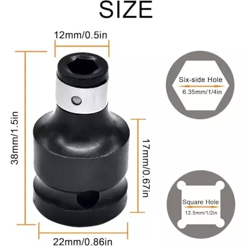 DY TOOLS High Carbon Steel Socket Adapter Hex Female Shank 12.7 & 6.35 mm (1/2 & 1/4 Inch) Thread (Pack of 2)