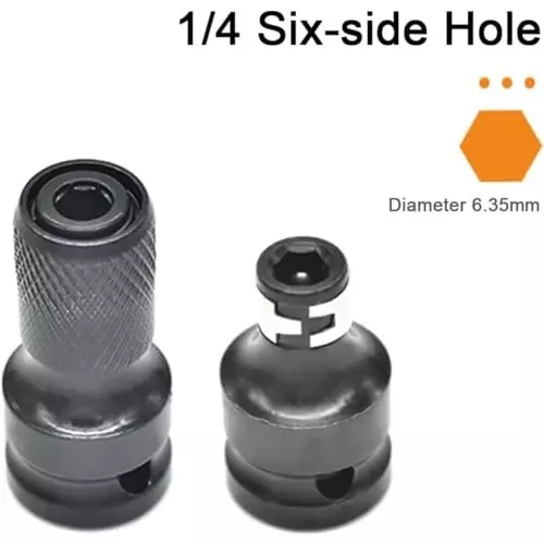 DY TOOLS High Carbon Steel Socket Adapter Hex Female Shank 12.7 & 6.35 mm (1/2 & 1/4 Inch) Thread (Pack of 2)