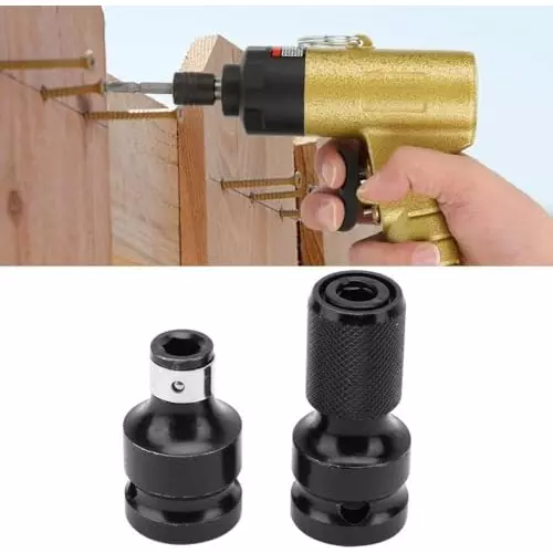 DY TOOLS High Carbon Steel Socket Adapter Hex Female Shank 12.7 & 6.35 mm (1/2 & 1/4 Inch) Thread (Pack of 2)