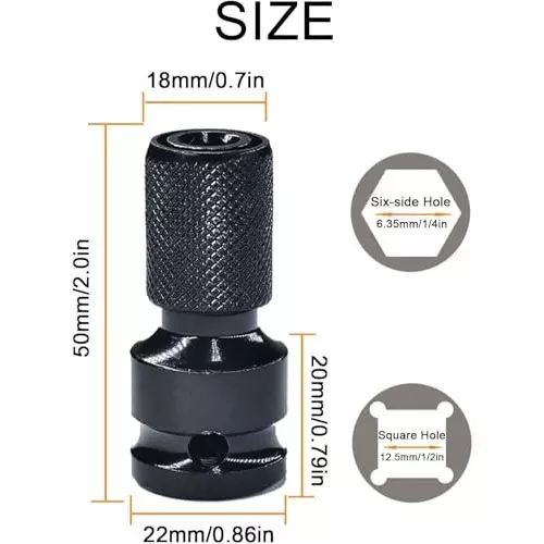 DY TOOLS High Carbon Steel Socket Adapter Hex Female Shank 12.7 & 6.35 mm (1/2 & 1/4 Inch) Thread (Pack of 2)