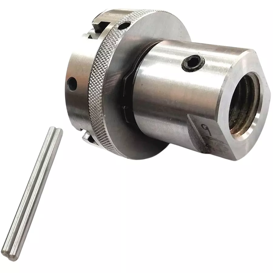 MachEl Spindle Adapter 1 inch (2.54 mm) x 8 TPI to M14 x 1 with 65 mm 3-Jaw Lathe Chuck