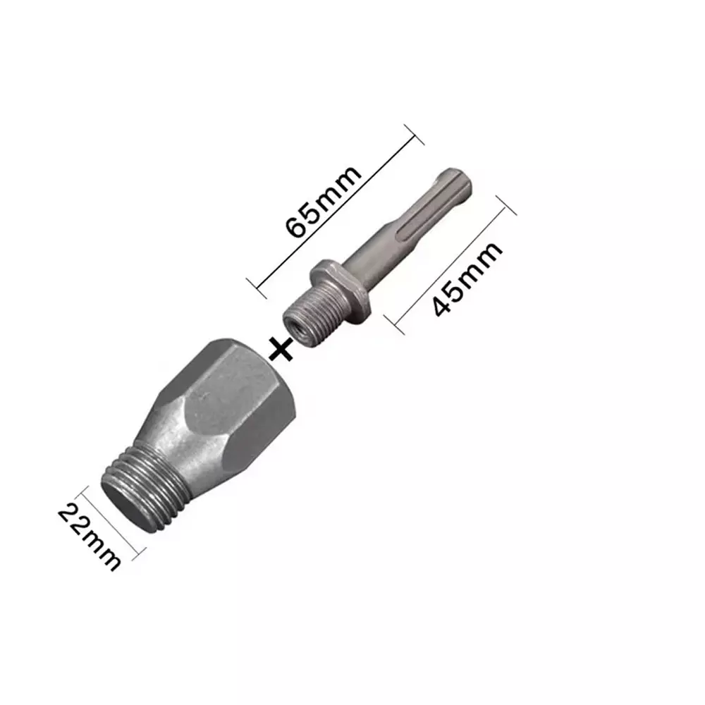 DY TOOLS M22 Core Bit Arbor Adapter Set High Carbon Steel for Electric Hammer & Compact Drill, Silver