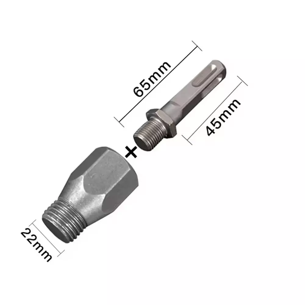DY TOOLS M22 Core Bit Arbor Adapter Set High Carbon Steel for Electric Hammer & Compact Drill, Silver
