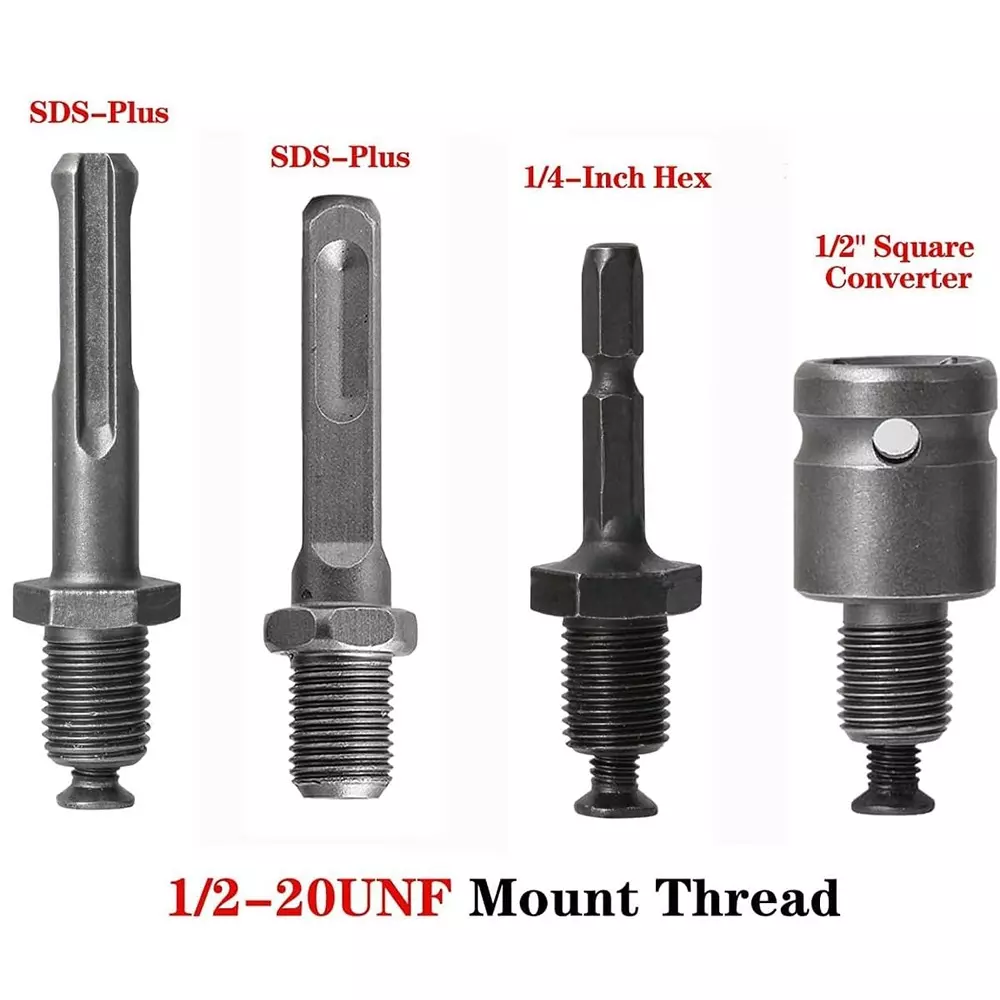 dy-tools-4pcs-12-20-unf-mount-thread-drill-chuck-shank-adapter-set-sds-plus-shank-for-rotary-hammer-drill-14-hex-shank-for-impact-driver-12-drive-female-adapter