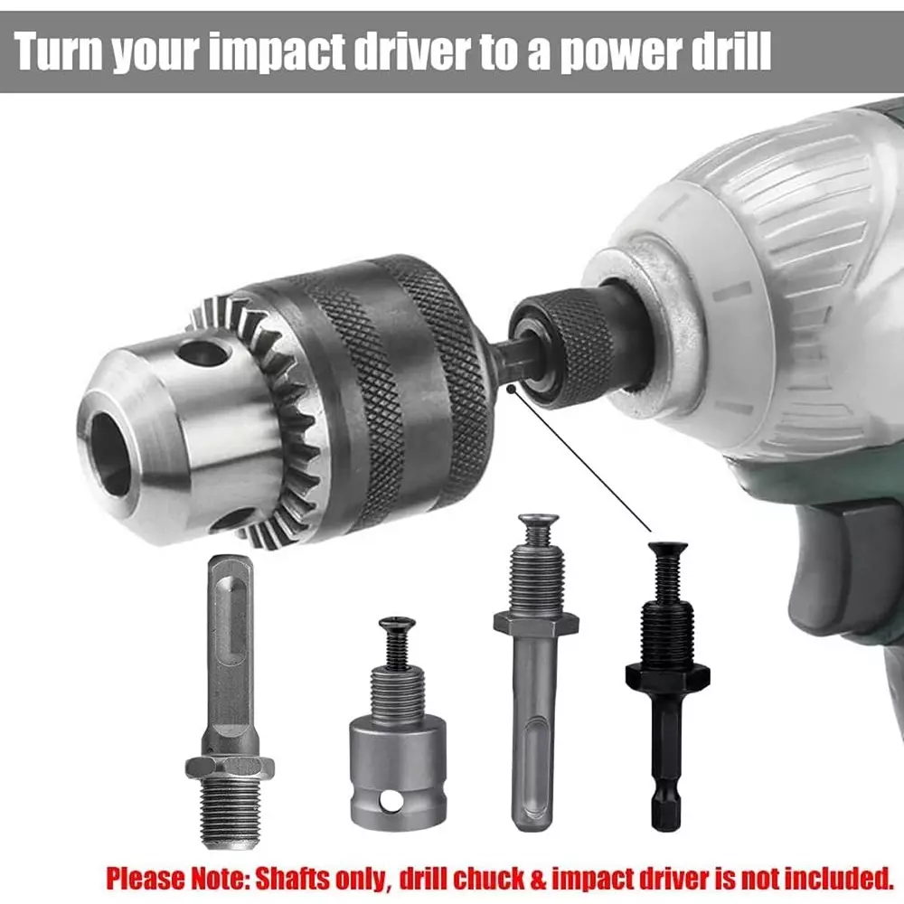 dy-tools-4pcs-12-20-unf-mount-thread-drill-chuck-shank-adapter-set-sds-plus-shank-for-rotary-hammer-drill-14-hex-shank-for-impact-driver-12-drive-female-adapter
