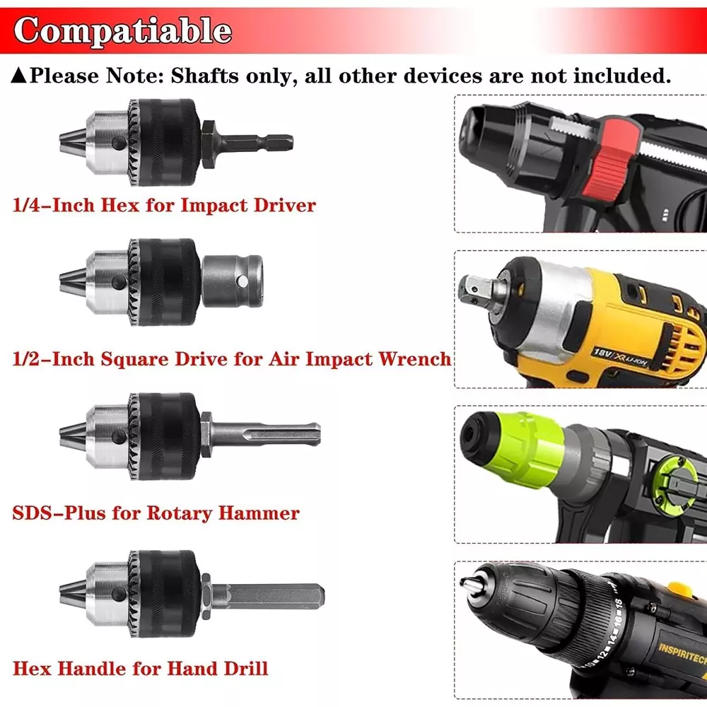 dy-tools-4pcs-12-20-unf-mount-thread-drill-chuck-shank-adapter-set-sds-plus-shank-for-rotary-hammer-drill-14-hex-shank-for-impact-driver-12-drive-female-adapter
