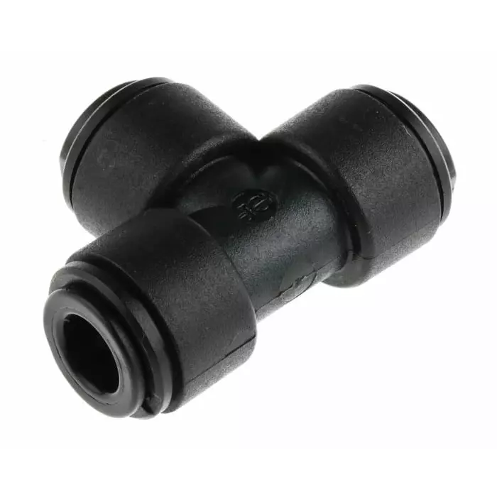 John Guest PM Series Tee Tube-to-Tube Adaptor Push In 8 mm Push In 8 mm to Push In 8 mm Tube-to-Tube Connection Style, PM0208E (Pack of 5)