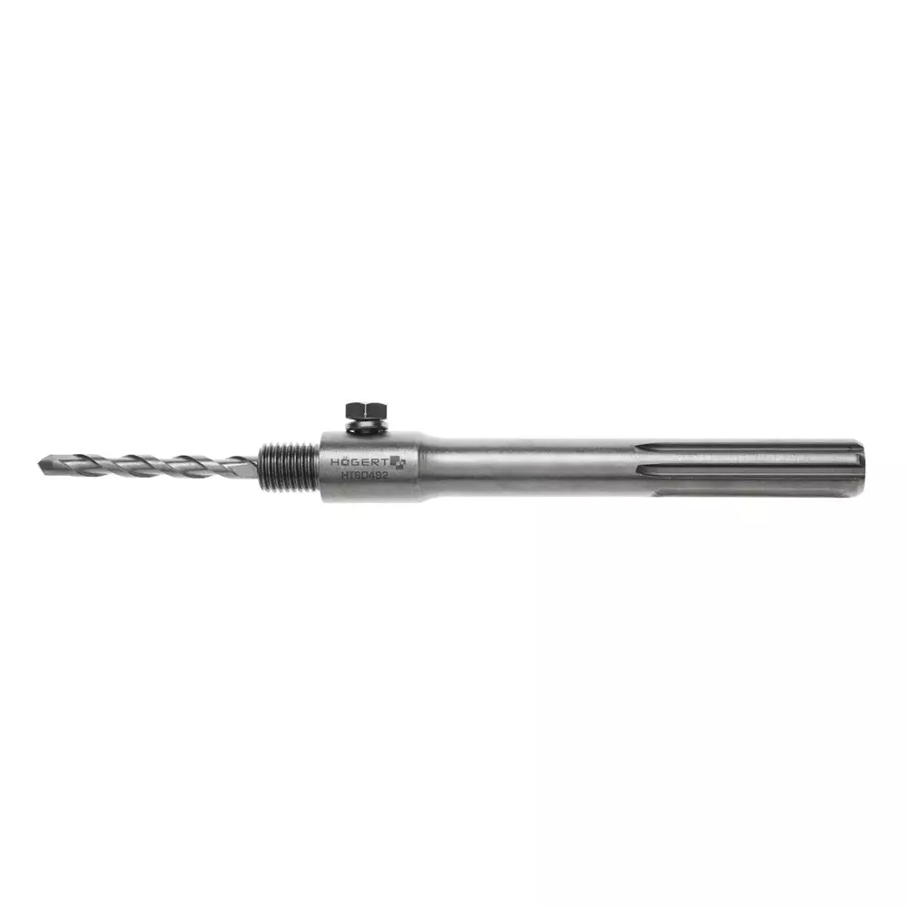 Hogert Technik Adapter Chrome Vanadium Steel Body, 160 mm Length for SDS+ Cemented Carbide Hole Saw Drill Bits, HT6D492