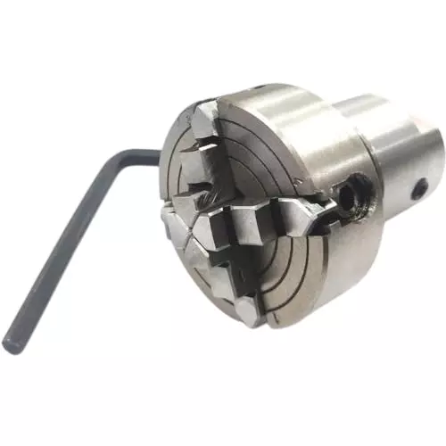 MachEl Spindle Adapter 1 inch (2.54 mm) x 8 TPI to M14 x 1 with 50 mm 4-Jaw Lathe Chuck