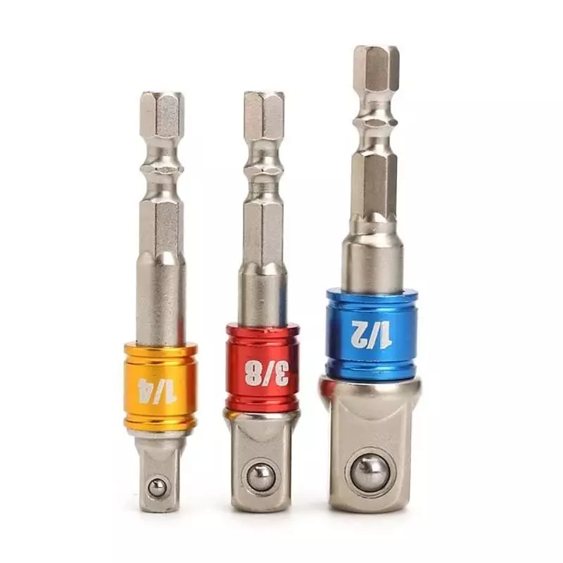 GENERIC Power Screwdriver Extension Bar Adapter Set 6.35 mm (1/4 inch) Shank Alloy Steel 6.35, 9.52 & 12.7 mm Drive Size (3 Pcs Set)