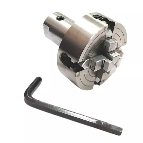 MachEl Lathe Spindle Adapter 3/4 inch (19.05 mm) x 16 TPI to M14 x 1 with 70 mm 4-Jaw Independent Chuck