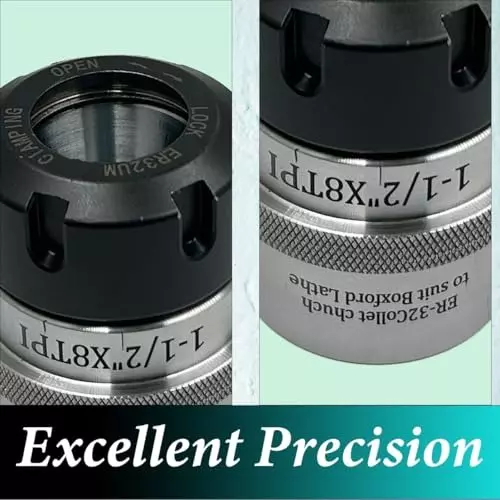 Assorts Collet Chuck Adapter Alloy Steel ER-32 38.1 mm (1-1/2 Inch) x 8 TPI for Boxford Lathes