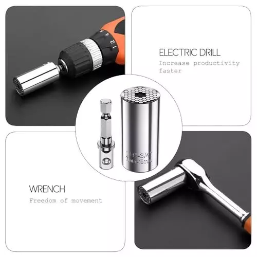 DY TOOLS Universal Wrench Gator-Grip Socket Tool Metal 7 & 19 mm Head Size