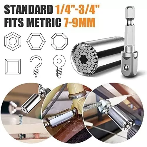 DY TOOLS Universal Wrench Gator-Grip Socket Tool Metal 7 & 19 mm Head Size