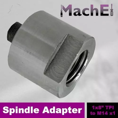 MachEl Spindle Adapter for Lathe 1 inch 2.54 mm) x 8 TPI and M14 x 1 Threaded Chuck