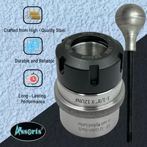Assorts Collet Chuck Adapter Alloy Steel ER-32 28.58 mm (1-1/8 Inch) x 12 UNF for Myford Lathes
