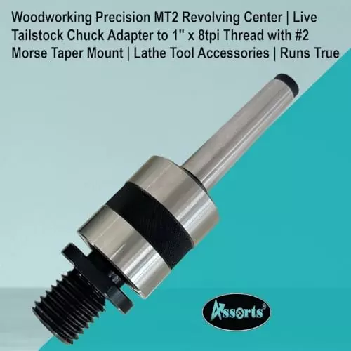 Assorts Live Tailstock Chuck Adapter Alloy Steel MT2 Morse Taper 1 Inch x 8 TPI Thread for Wood Lathe