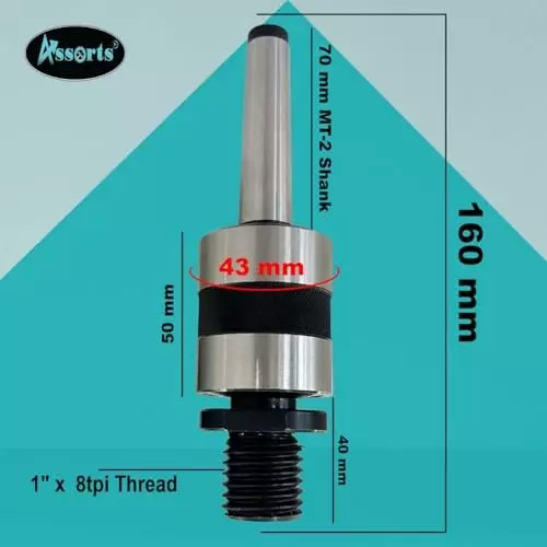 Assorts Live Tailstock Chuck Adapter Alloy Steel MT2 Morse Taper 1 Inch x 8 TPI Thread for Wood Lathe