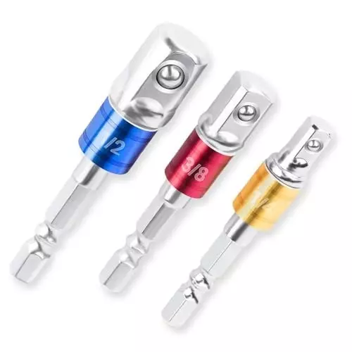 GENERIC Impact Socket Adapter Set 6.35, 9.52 & 12.7 mm (1/4, 3/8 & 1/2 inch) Drive Hex Shank (3 Pcs Set)