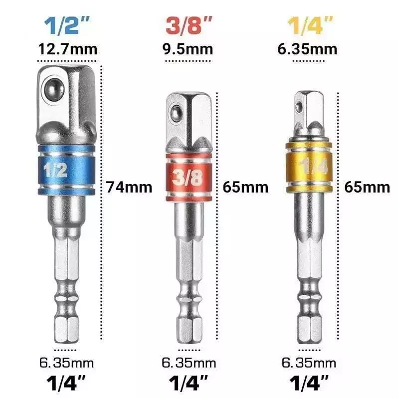 DY TOOLS Regatic Impact Grade PH2 Socket Adapter Metal 6.35 mm (1/4 Inch) Hex Shank (Pack of 3)