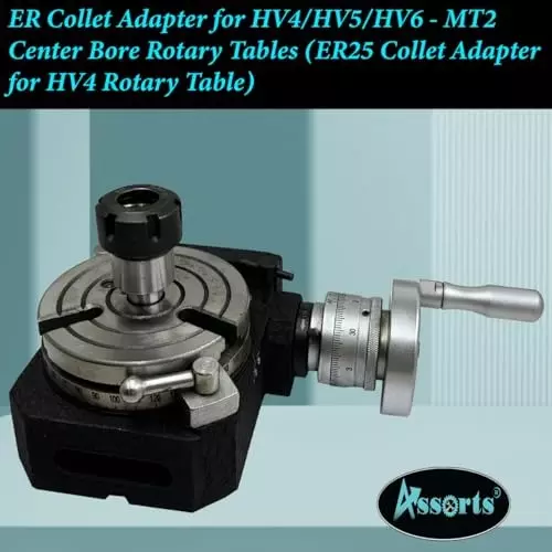 Assorts Collet Adaptor with HV4 Rotary Table Tool Steel ER25 110x80 mm for HV4/ HV5/ HV6 -MT2 Center Bore Rotary Tables