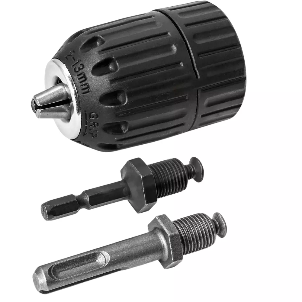 DY TOOLS Keyless Drill Chuck Adapter with Bit & Hex Shank 2-13 mm Capacity 3-Jaw 6.35 mm SDS-Plus Shank 12.7 mm-20 UNF (1/2 Inch-20 UNF) Thread
